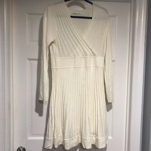 Cream Calvin Klein lined sweater dress. Size L